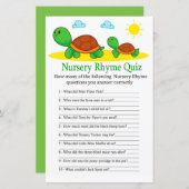 Turtle Nursery Rhyme Quiz baby shower game (Voorkant / Achterkant)