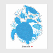 Turtle Ocean Reef Cool Blue Sticker (Vel)