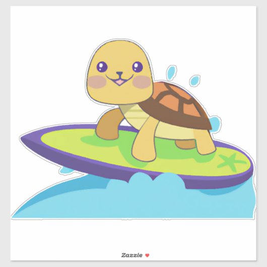 Turtle on surfboard sticker (Vel)