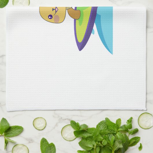 Turtle on surfboard theedoek (Gevouwen)