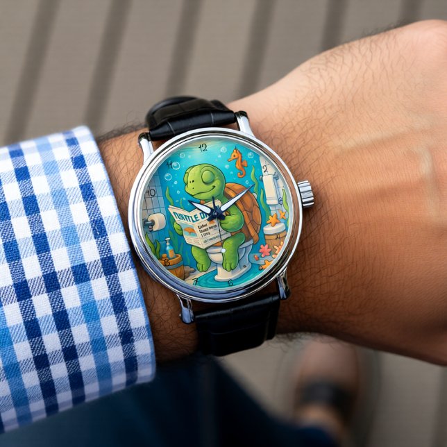 Turtle on Toilet Reading Horloge (Creator heeft geüpload)