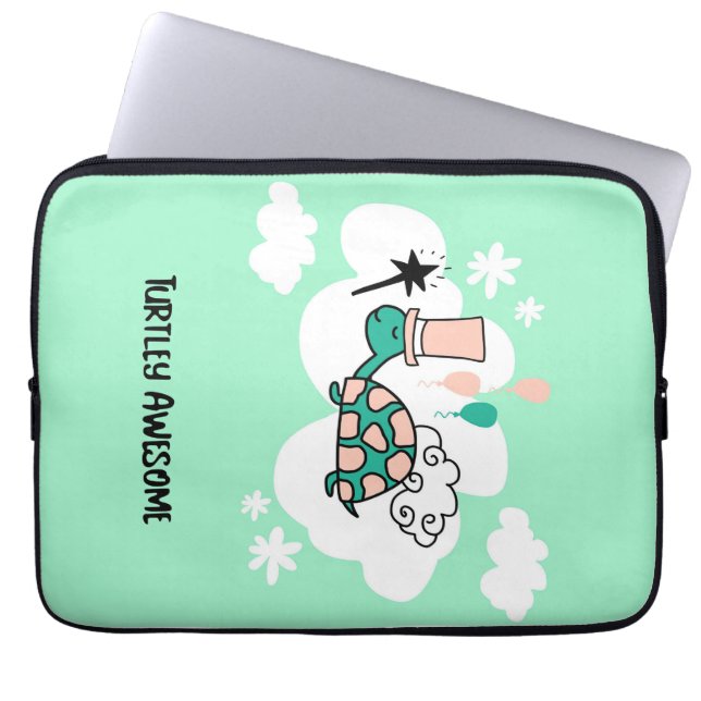 Turtle-over-schildpad op wolken laptop sleeve (Voorkant)