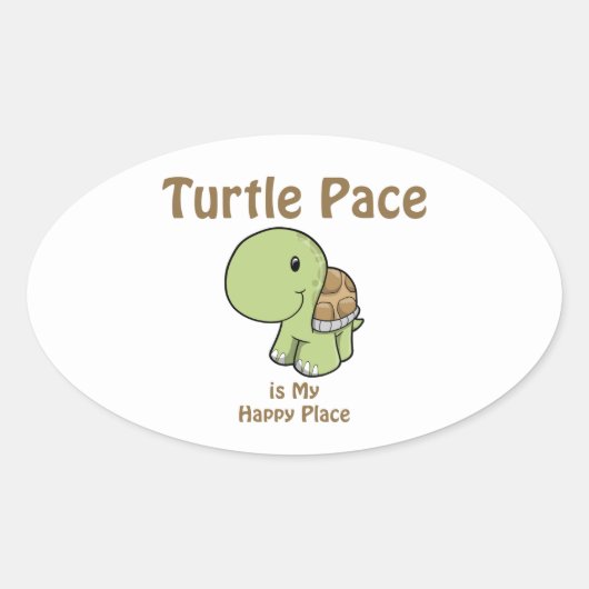 Turtle Pace is mijn gelukkige plek Ovale Sticker (Voorkant)
