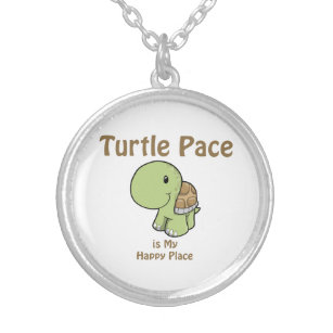 Turtle Pace is mijn gelukkige plek Zilver Vergulden Ketting
