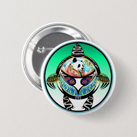 Turtle Panda Ronde Button 5,7 Cm (Voorkant /achterkant)