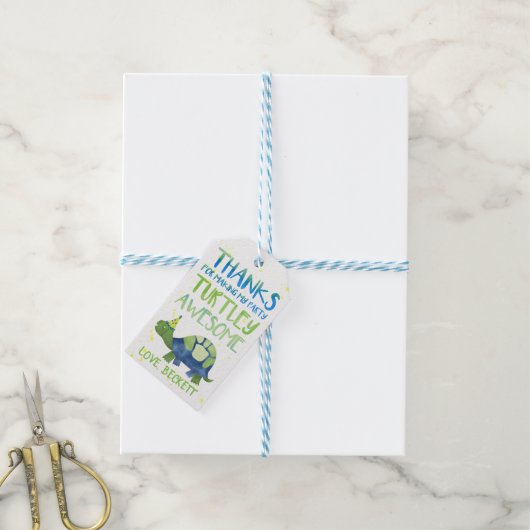 Turtle Party Favor Labels | Verjaardag schildpad Cadeaulabel (Met Touw)