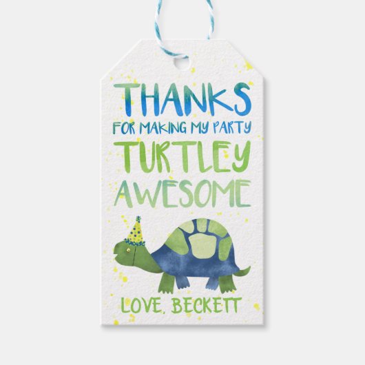 Turtle Party Favor Labels | Verjaardag schildpad Cadeaulabel (Voorkant)