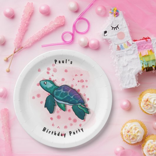 Turtle Party Papieren Bordje (Feest)
