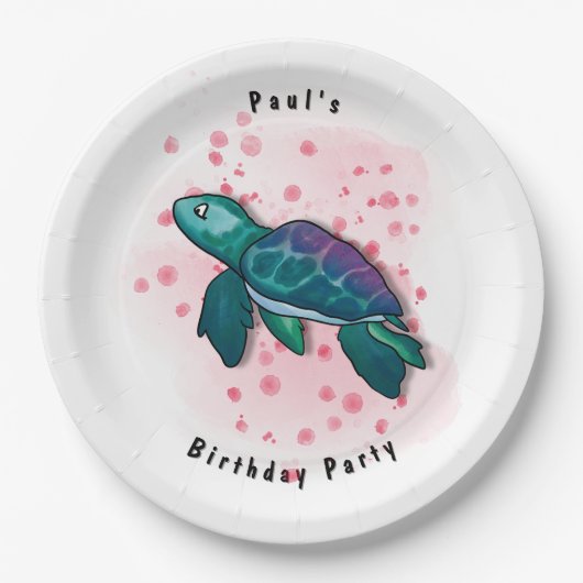 Turtle Party Papieren Bordje (Voorkant)