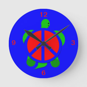 Turtle Peace Clock Ronde Klok