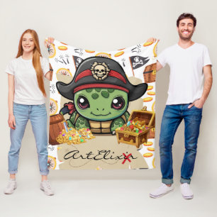 Turtle Pirate Money Fleece Deken