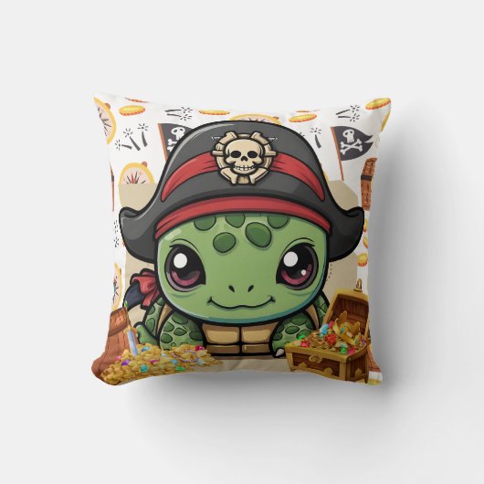 Turtle Pirate Money Kussen (Voorkant)