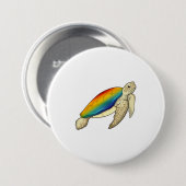 Turtle Rainbow Ronde Button 7,6 Cm (Voorkant /achterkant)