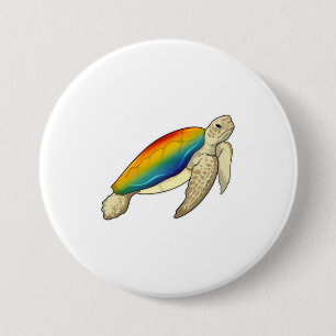 Turtle Rainbow Ronde Button 7,6 Cm