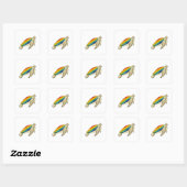 Turtle Rainbow Vierkante Sticker (Vel)