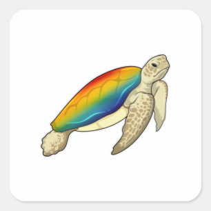 Turtle Rainbow Vierkante Sticker