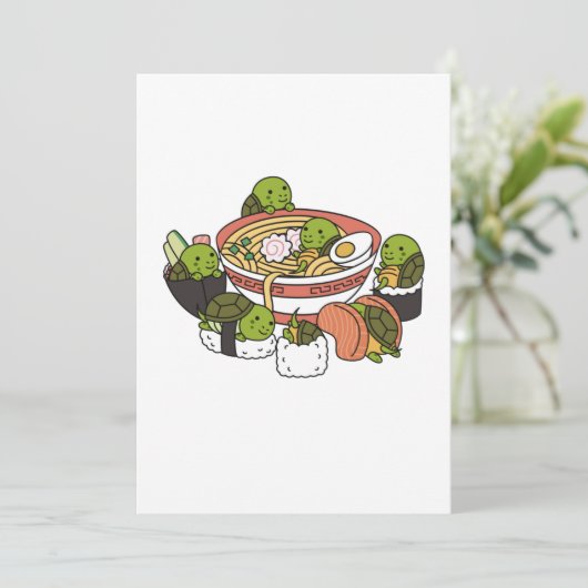 Turtle Ramen Sushi Bedankkaart (Staand voorkant)