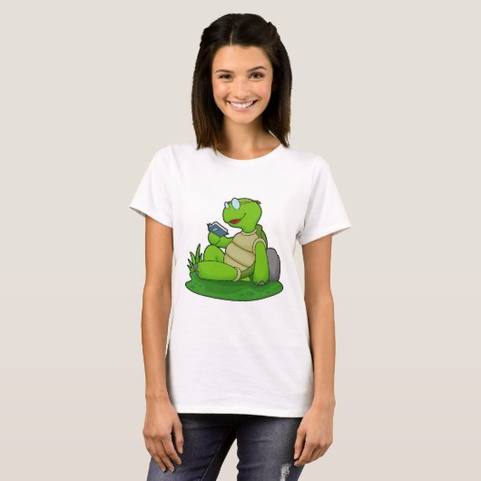 Turtle Reading Book T-shirt (Voorkant volledig)