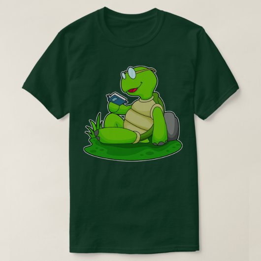 Turtle Reading Book T-shirt (Design voorkant)