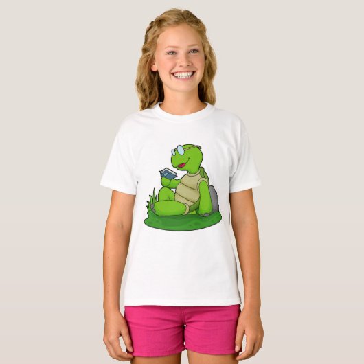 Turtle Reading Book T-shirt (Voorkant volledig)