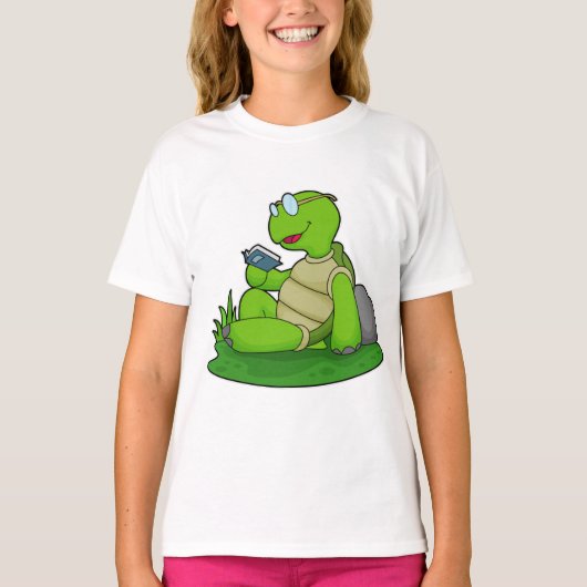 Turtle Reading Book T-shirt (Voorkant)