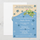 Turtle Reef Baby shower Invitation TRC Pink Girl Kaart (Voorkant / Achterkant)