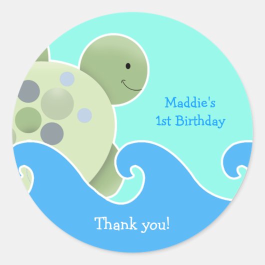 Turtle Reef Baby shower / Verjaardagsgunst Sticker (Voorkant)