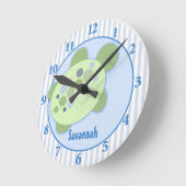 Turtle Reef Gepersonaliseerd Nursery Wall Clock Ronde Klok (Hoek)