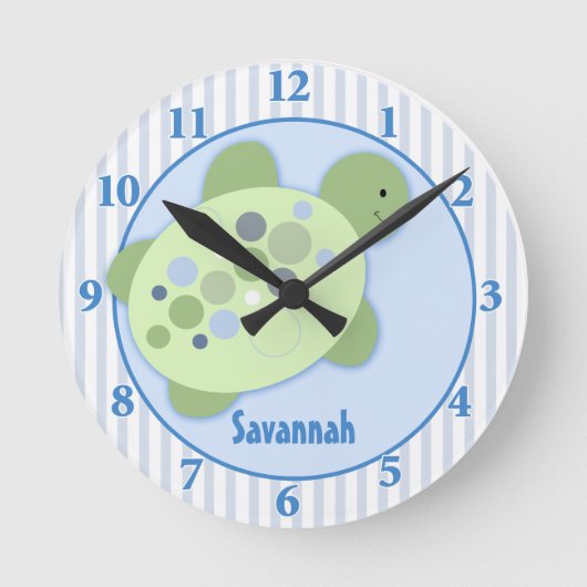 Turtle Reef Gepersonaliseerd Nursery Wall Clock Ronde Klok (Voorkant)