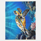 Turtle Reef Glow Design Fleece Deken (Voorkant)