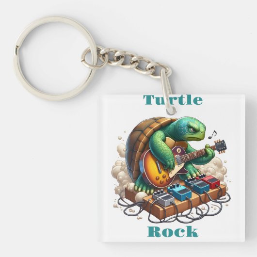 Turtle Rockstar Jamming op het podium Sleutelhanger (Voorkant)
