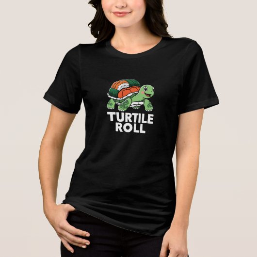 Turtle Roll | Grappig Sushi Meme Pun Tri-Blend Shirt (Voorkant)