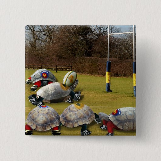 Turtle Rugby Vierkante Button 5,1 Cm (Voorkant)