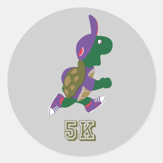 Turtle Runner 5K - Paars Ronde Sticker (Voorkant)