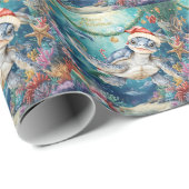 Turtle Santa Hat Under the Sea Christmas Party  Cadeaupapier (Rol Hoek)