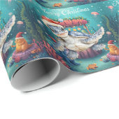 Turtle Santa Hat Under the Sea Christmas Party  Cadeaupapier (Rol Hoek)