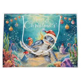 Turtle Santa Hat Under the Sea Christmas Party  Groot Cadeauzakje