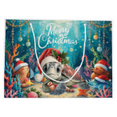 Turtle Santa Hat Under the Sea Christmas Party  Groot Cadeauzakje (Achterkant)