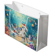 Turtle Santa Hat Under the Sea Christmas Party  Groot Cadeauzakje (Voorkant Gekanteld)