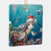Turtle Santa Hat Under the Sea Christmas Party  Keramisch Ornament (Rechts)