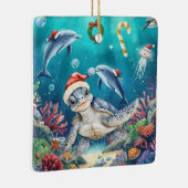 Turtle Santa Hat Under the Sea Christmas Party  Keramisch Ornament (Rechts)