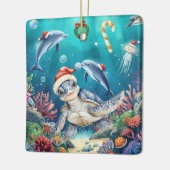 Turtle Santa Hat Under the Sea Christmas Party  Keramisch Ornament (Links)