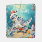 Turtle Santa Hat Under the Sea Christmas Party  Keramisch Ornament (Links)