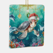 Turtle Santa Hat Under the Sea Christmas Party  Keramisch Ornament (Rechts)