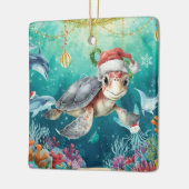 Turtle Santa Hat Under the Sea Christmas Party  Keramisch Ornament (Links)