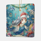 Turtle Santa Hat Under the Sea Christmas Party  Keramisch Ornament (Links)