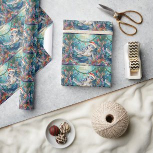 Turtle Santa Hoed Onderzee Kerstfeest Cadeaupapier