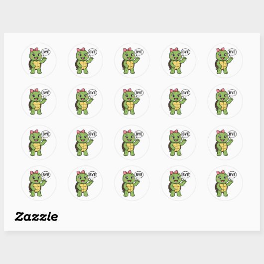 Turtle saying Bye Ronde Sticker (Vel)
