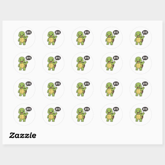 Turtle saying Bye Ronde Sticker (Vel)