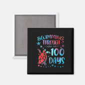 Turtle Sea Swimming Through 100 Days Of School Tea Magneet (Voorkant / Achterkant)